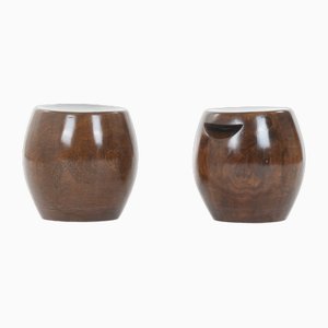 Monoxyl Wood Stools from Senegal, 1950s, Set of 2-US-1723855