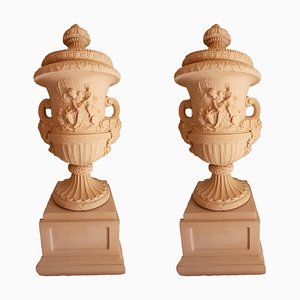 Monumental Aged Faux Marble Resin Garden Urns, Set of 2-TCS-1059146