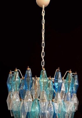 Monumental Murano Glass Sapphire Colored Poliedri Chandelier-MBH-1032687