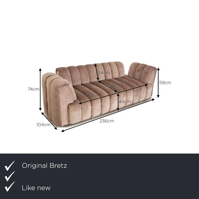 Moonkraft 3-Seater Sofa in Brown Fabric from Bretz-RQW-1756108