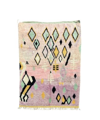 Moroccan Berber Rug with Pastel Tones and Geometric Diamond Motifs-QJU-2019791