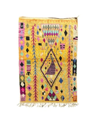 Moroccan Berber Rug with Yellow Base and Colorful Geometric Motifs-QJU-2019763