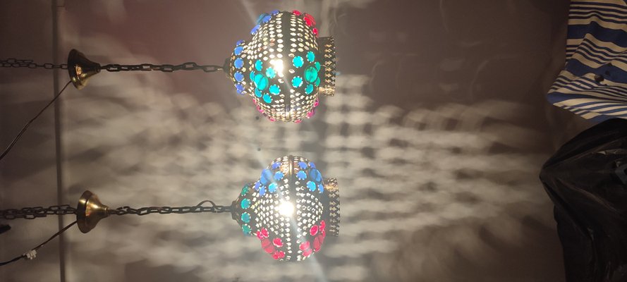 Moroccan Ceiling Lamps, 1970s, Set of 2-RGF-989530