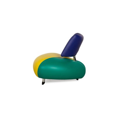 Moroso Pallone Leather Armchair Set in Yellow Green Blue from Moroso, Set of 2-RQW-2036332