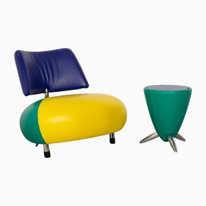 Moroso Pallone Leather Armchair Set in Yellow Green Blue from Moroso, Set of 2-RQW-2036332