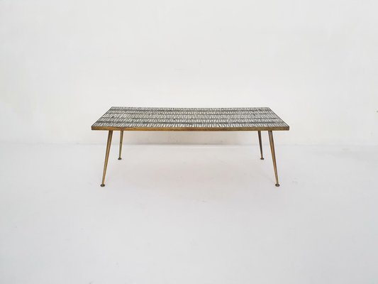 Mosaic Coffee Table With Brass Legs by Berthold Müller, Germany, 1950s-ZO-1170636