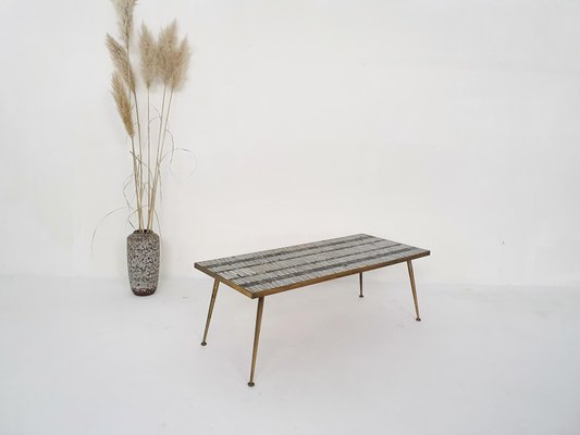 Mosaic Coffee Table With Brass Legs by Berthold Müller, Germany, 1950s-ZO-1170636