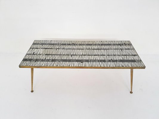 Mosaic Coffee Table With Brass Legs by Berthold Müller, Germany, 1950s-ZO-1170636