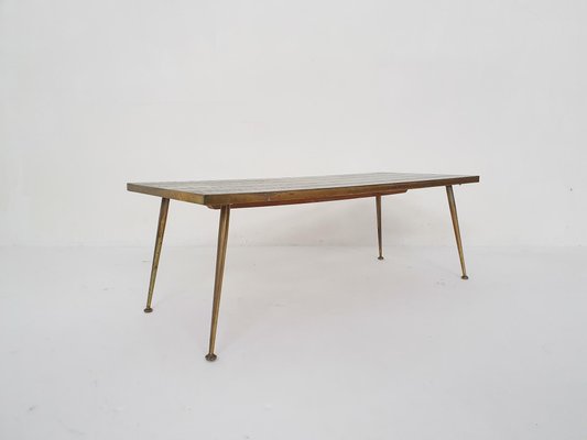 Mosaic Coffee Table With Brass Legs by Berthold Müller, Germany, 1950s-ZO-1170636