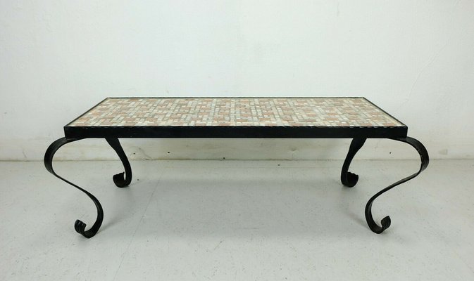 Mosaic Table with Wrought Iron Frame, 1960s-FH-1034719