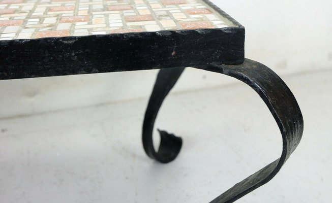 Mosaic Table with Wrought Iron Frame, 1960s-FH-1034719