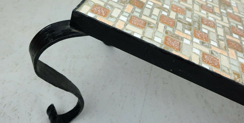 Mosaic Table with Wrought Iron Frame, 1960s-FH-1034719