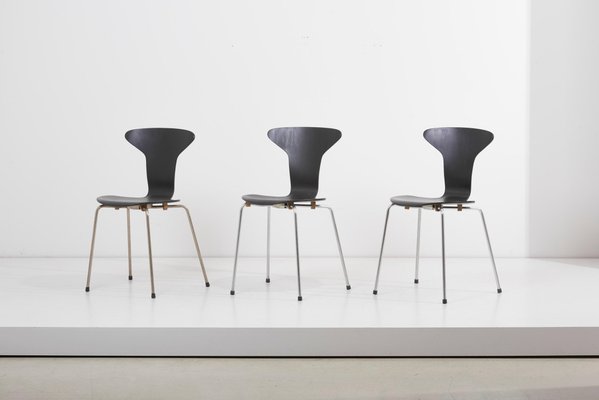 Mosquito Munkegård Dining Chairs by Arne Jacobsen for Fritz Hansen, Denmark, 1950s, Set of 3-SFD-708026