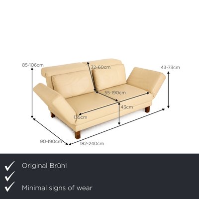 Moule 2-Seater Sofa in Cream Leather with Bed Function from Brühl-RQW-1748111