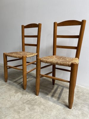 Mountain Chalet Chairs in Straw, France, 1960s, Set of 2-LA-1271016