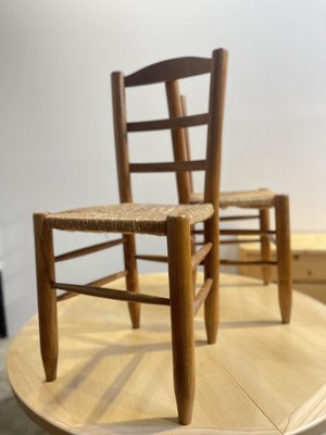 Mountain Chalet Chairs in Straw, France, 1960s, Set of 2-LA-1271016