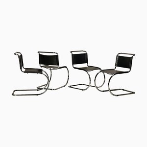 Mr10 Cantilever Chairs in Black Leather by Mies Van Der Rohe for Gavina, Italy, Set of 4-JK-2043629