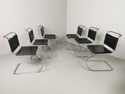 MR10 Chairs by Mies Van Der Rohe for Knoll, 1970s, Set of 6-PRS-928929