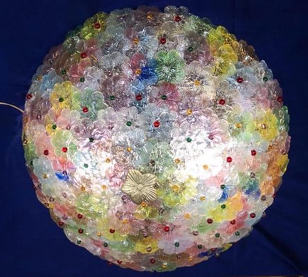 Multi-Color Flowers Basket Murano Glass Ceiling Light, Set of 2-MBH-1031751