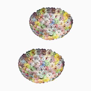 Multi-Color Flowers Basket Murano Glass Ceiling Light, Set of 2-MBH-1031751