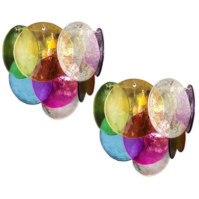 Multi-Color Murano Disc Sconces, 1970s, Set of 4-OVO-1235354