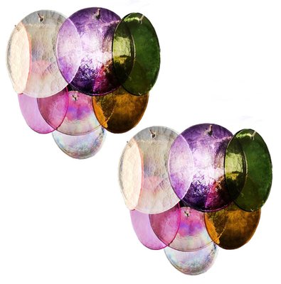 Multi-Color Murano Disc Sconces, 1970s, Set of 4-OVO-1235354