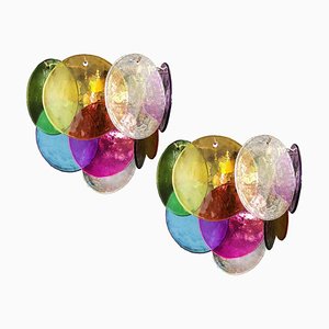 Multi-Color Murano Disc Sconces, 1970s, Set of 4-OVO-1235354