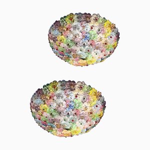 Multi-Colored Flower Basket Ceiling Lamps in Murano Glass, Set of 2-MBH-1032476