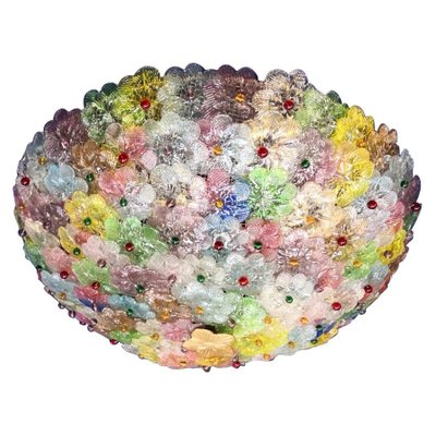 Multi-Colored Flower Basket Ceiling Light in Murano Glass-MBH-1032621