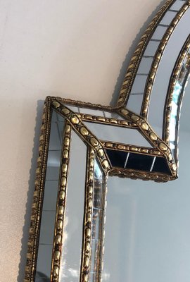 Multi-Faceted Mirror with Brass Garlands-BA-1365453