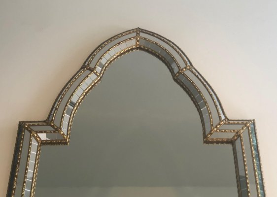 Multi-Faceted Mirror with Brass Garlands-BA-1365453