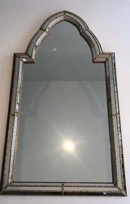 Multi-Faceted Mirror with Brass Garlands-BA-1365453