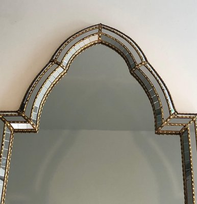 Multi-Faceted Mirror with Brass Garlands-BA-1365453