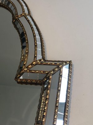 Multi-Faceted Mirror with Brass Garlands-BA-1365453