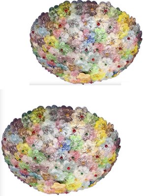 Multicolor Flower Basket Murano Glass Ceiling Light-MBH-1031854