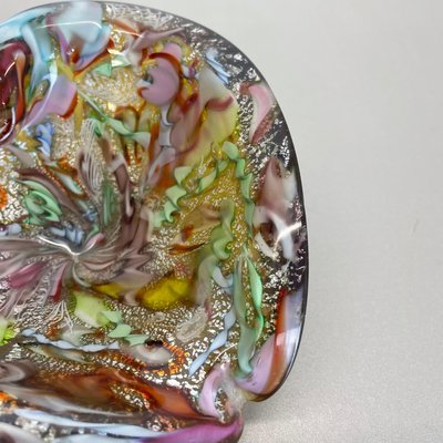 Multicolor Murano Glass Bowl Gold Flakes Shell Ashtray by Dino Martens, Italy, 1960s-QZ-1425952