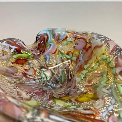 Multicolor Murano Glass Bowl Gold Flakes Shell Ashtray by Dino Martens, Italy, 1960s-QZ-1425952