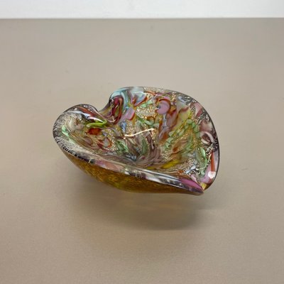 Multicolor Murano Glass Bowl Gold Flakes Shell Ashtray by Dino Martens, Italy, 1960s-QZ-1425952