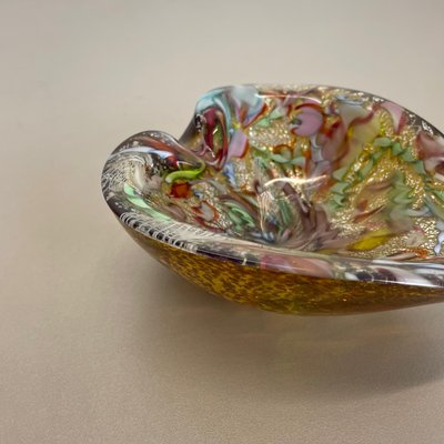 Multicolor Murano Glass Bowl Gold Flakes Shell Ashtray by Dino Martens, Italy, 1960s-QZ-1425952