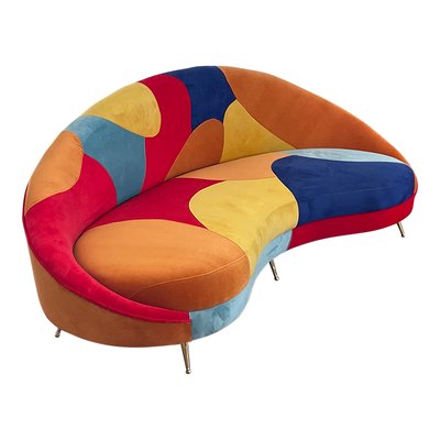 Multicolor Three-Seater Curved Glamorous Sofa, 1990s-BEW-1773400