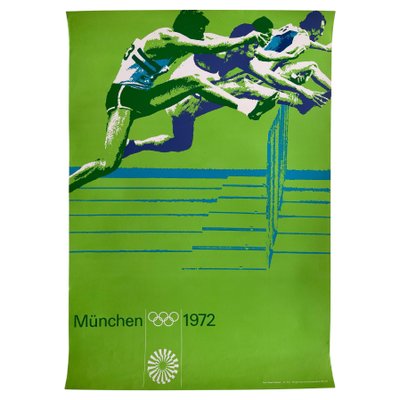 Munich Olympic Games Running over Obstacles Poster by Otl Aicher, 1972-TZ-1373788