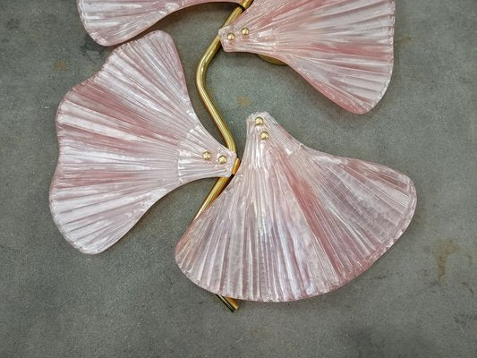 Murano Art Glass and Brass Pink Color Wall Light, 1990-UH-1776223