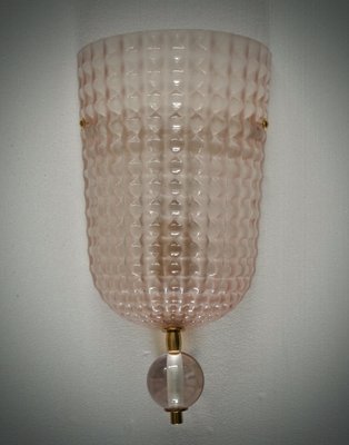 Murano Art Glass Pink and Brass Wall Light, 2000-UH-2035739