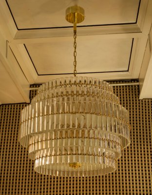 Murano Art Glass Transparent and Brass Chandelier, 1970s-UH-828460