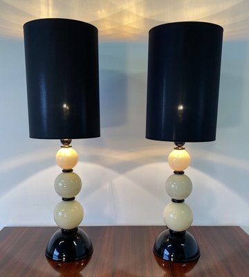 Murano Black and Ivory Glass Table Lamps, 2000s, Set of 2-FF-808666