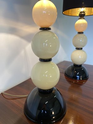 Murano Black and Ivory Glass Table Lamps, 2000s, Set of 2-FF-808666