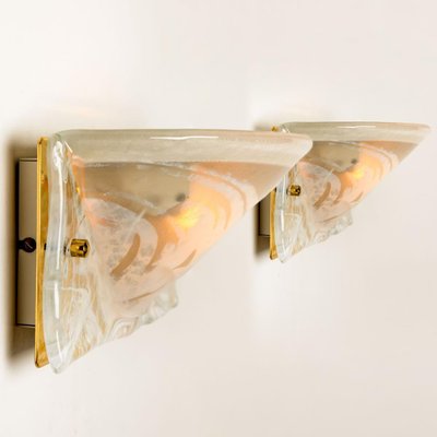 Murano Brass and Glass Wall Lights from Hillebrand, 1975, Set of 2-VDW-1060519