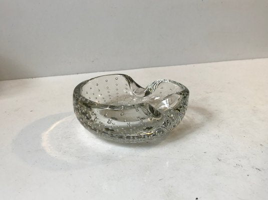 Murano Bullicante Clear Bubble Glass Ashtray from Seguso, 1950s-LCR-971394