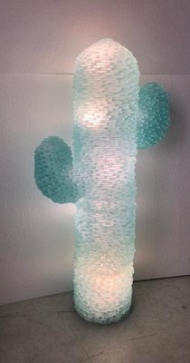 Murano Cactus Art Glass Round Water Green Color Floor Lamp, 1970s-UH-1050505