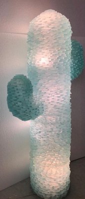 Murano Cactus Art Glass Round Water Green Color Floor Lamp, 1970s-UH-1050505